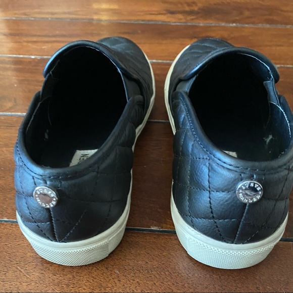Black quilt style slip on tennis shoes good shape with a couple small scuffs - Picture 5 of 8